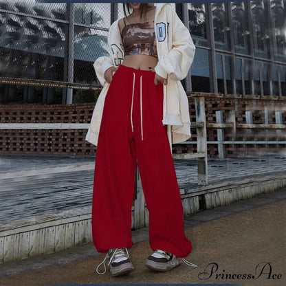 Flexible Tall Waist Dance Trousers Wine Red / S pants-241228