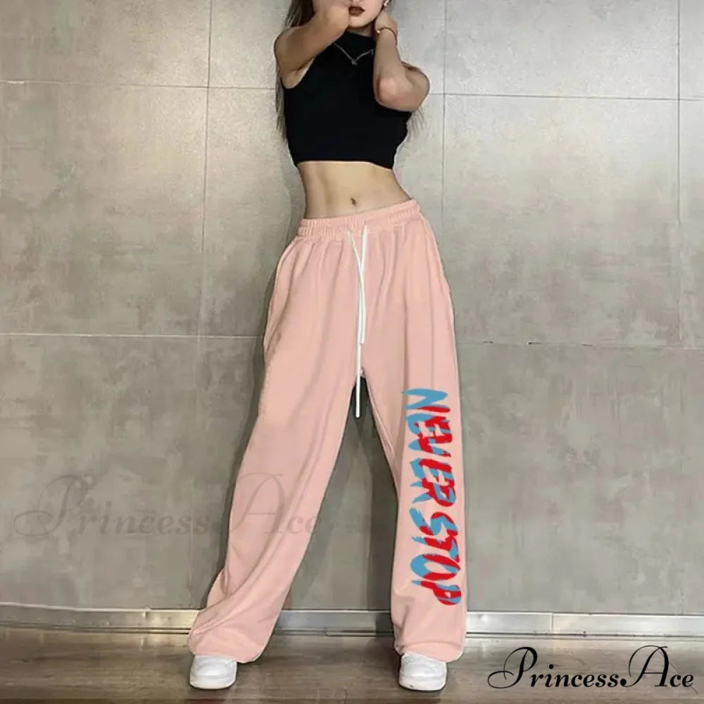 Flexible Waist Informal Running Trousers 1 Pink / S (40-50KG) pants-241228