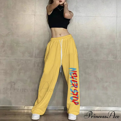 Flexible Waist Informal Running Trousers 1 Yellow / S (40-50KG) pants-241228