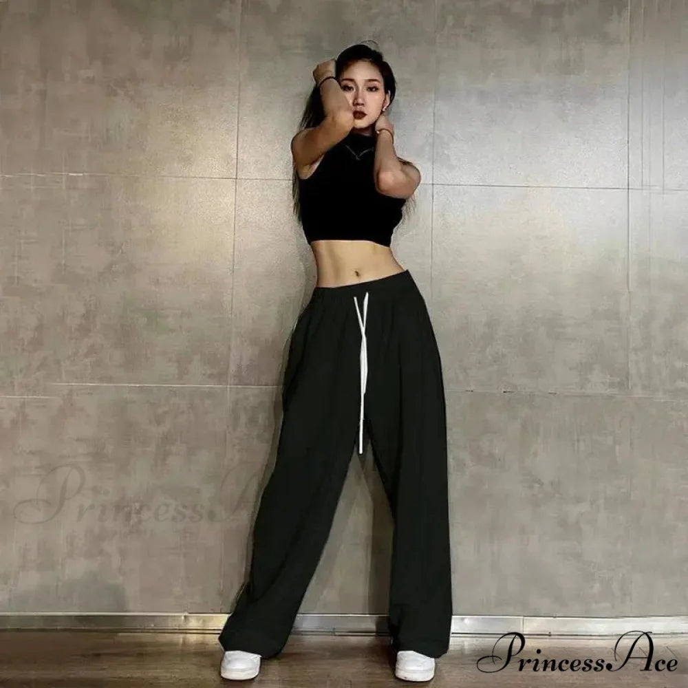 Flexible Waist Informal Running Trousers Black / S (40-50KG) pants-241228