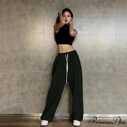 Flexible Waist Informal Running Trousers Black / S (40-50KG) pants-241228