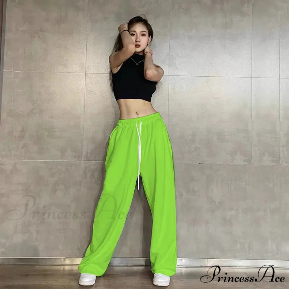 Flexible Waist Informal Running Trousers Green / S (40-50KG) pants-241228