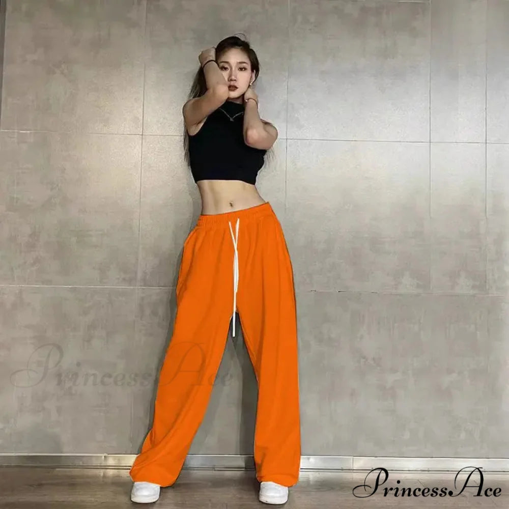 Flexible Waist Informal Running Trousers Orange / S (40-50KG) pants-241228