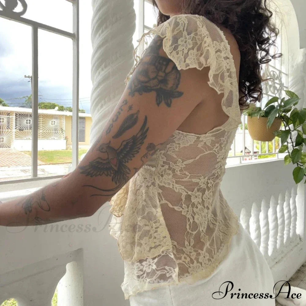Flirtatious Lace Transparent Babydoll Retro Crop Top croptop-250126
