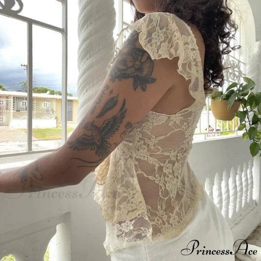 Flirtatious Lace Transparent Babydoll Retro Crop Top croptop-250126