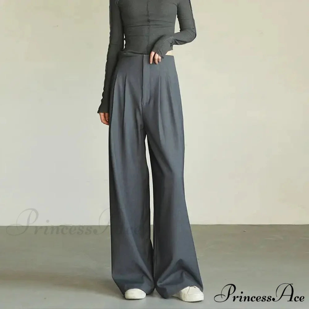 Flirtatious Retro Office Trousers Pants Gray / S pants-241228