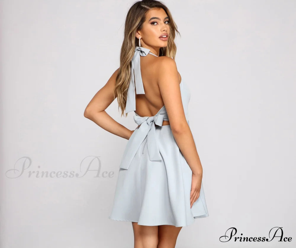 Flirty And Flowy Charming Halter Skater Dress