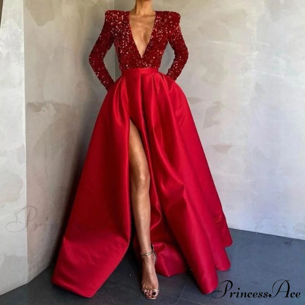 Floor-Length Chiffon Sequined Exquisite Dress picture color2 / S