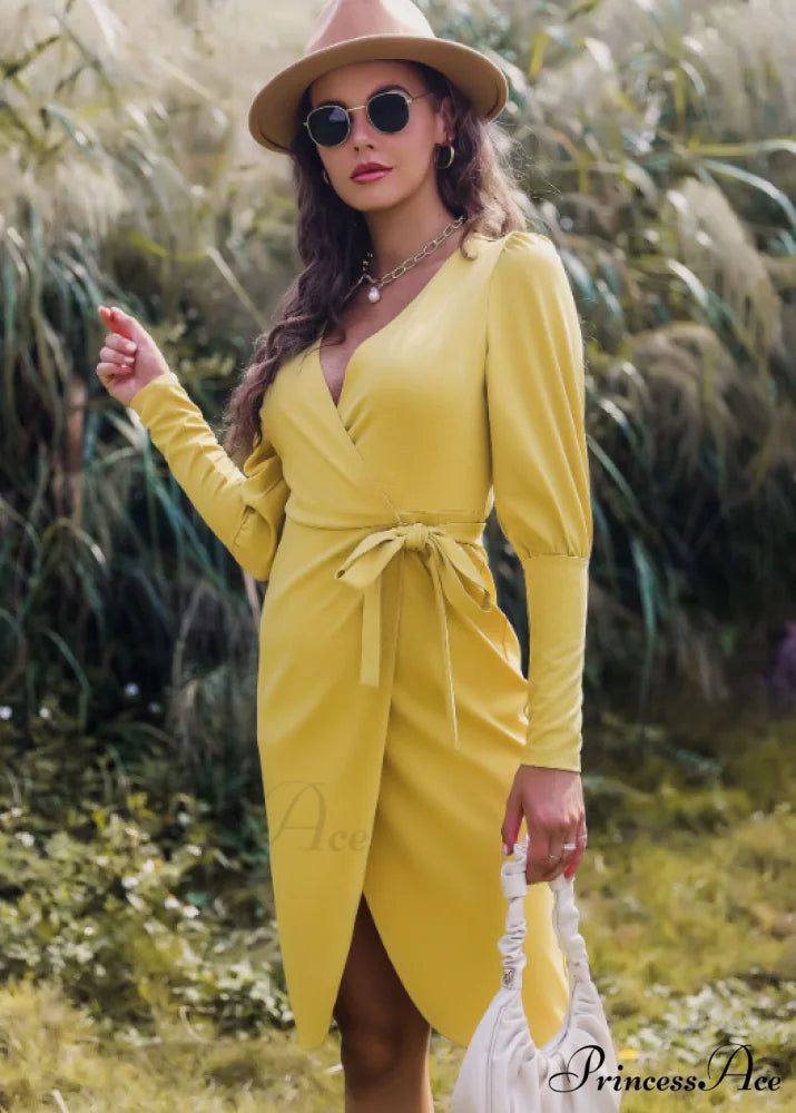 floral A-line skirt printed dress with long sleeves