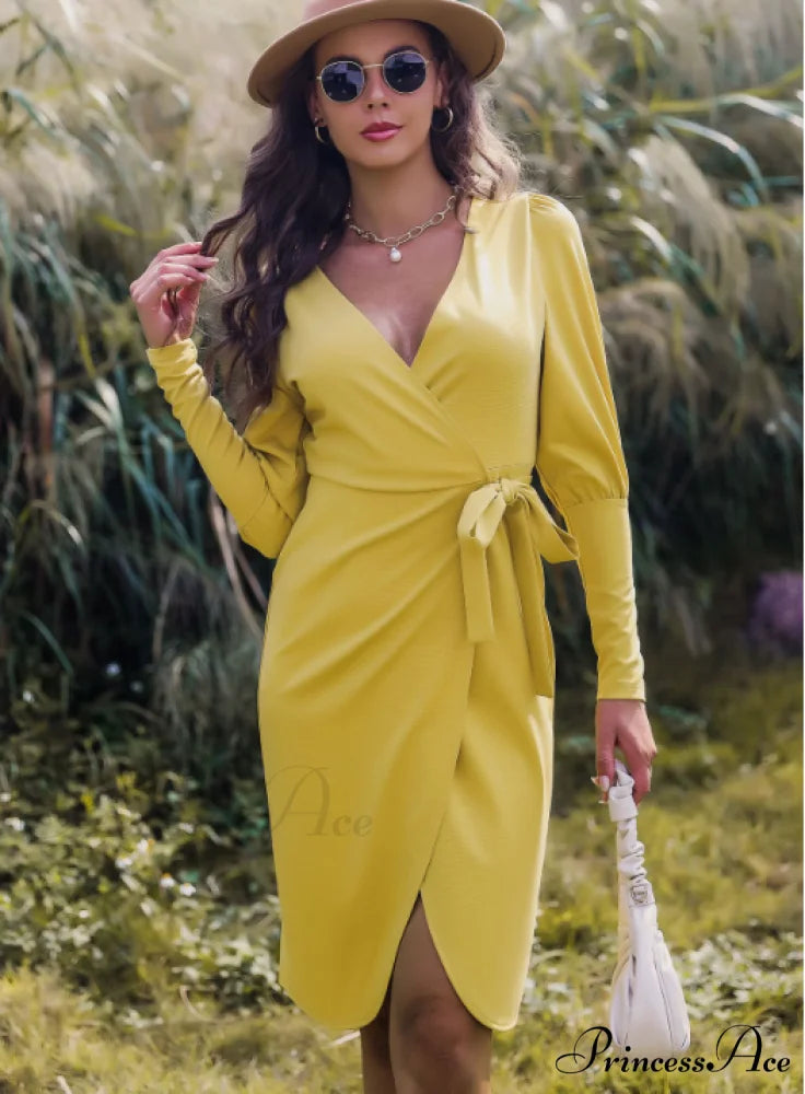 floral A-line skirt printed dress with long sleeves