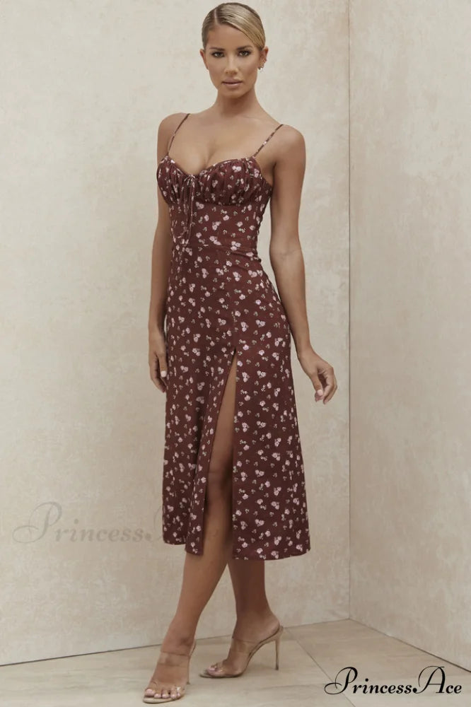 Floral Bustier Stylish Midi Dress