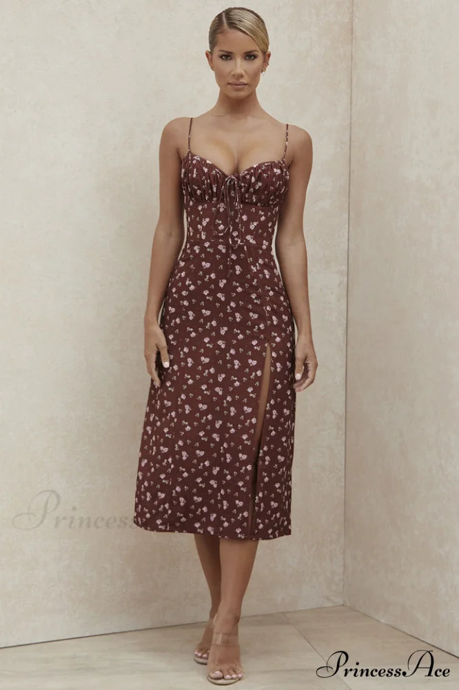 Floral Bustier Stylish Midi Dress