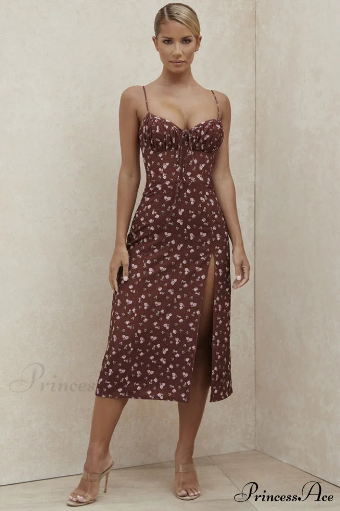 Floral Bustier Stylish Midi Dress