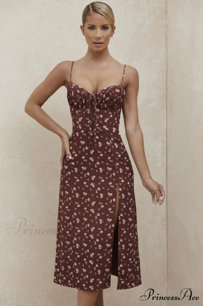 Floral Bustier Stylish Midi Dress