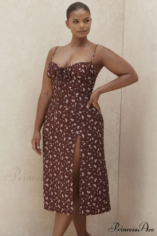 Floral Bustier Stylish Midi Dress