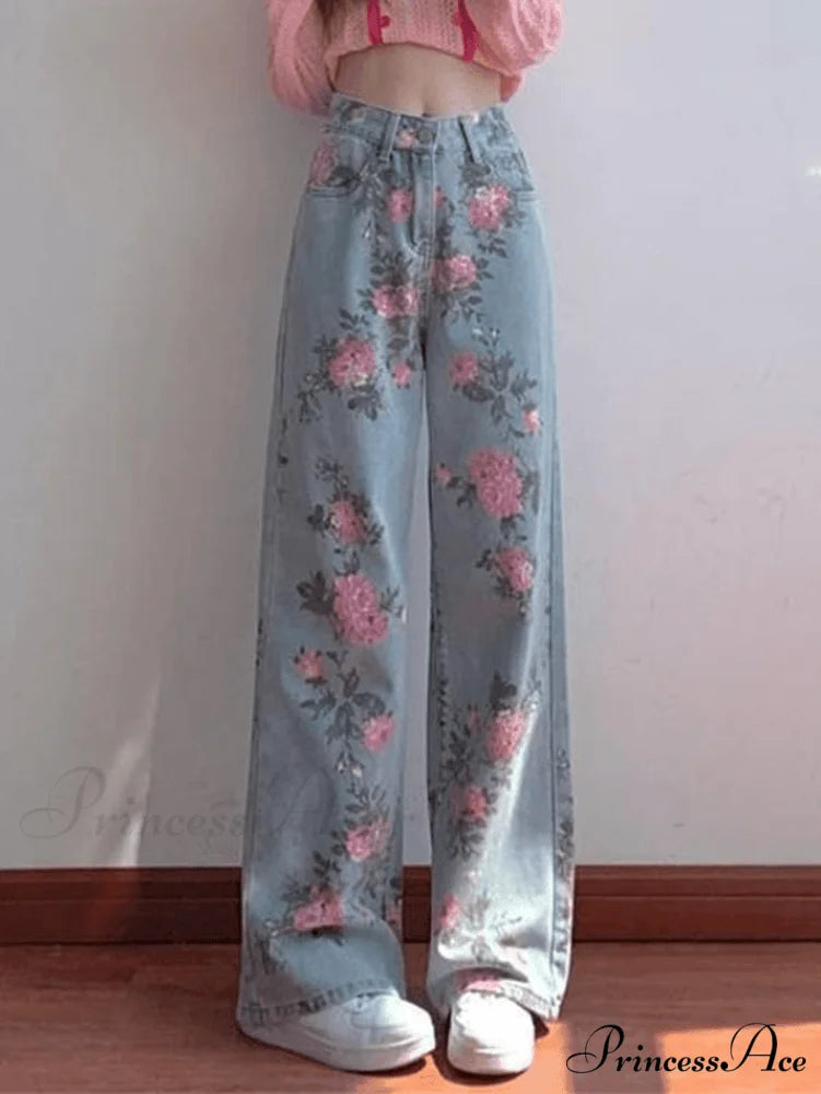 Floral Charming Flare Pants Blue / S