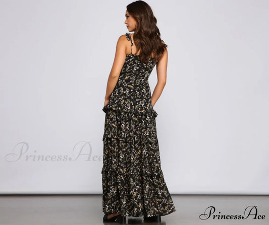 Floral Desire Stylish Ruffled Maxi Dress