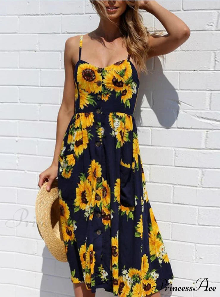 Floral Dot Long Boho Bohemian Women Strap Printed L / White