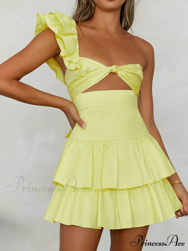 Floral Elegant Mini Dress Yellow / S