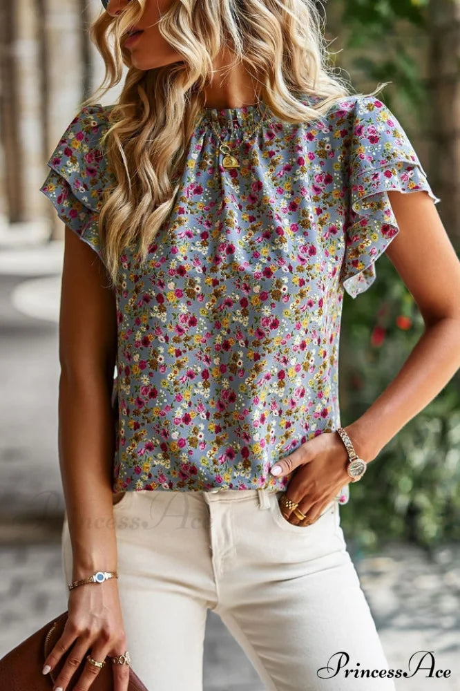 Floral Flutter Stylish Sleeve Top