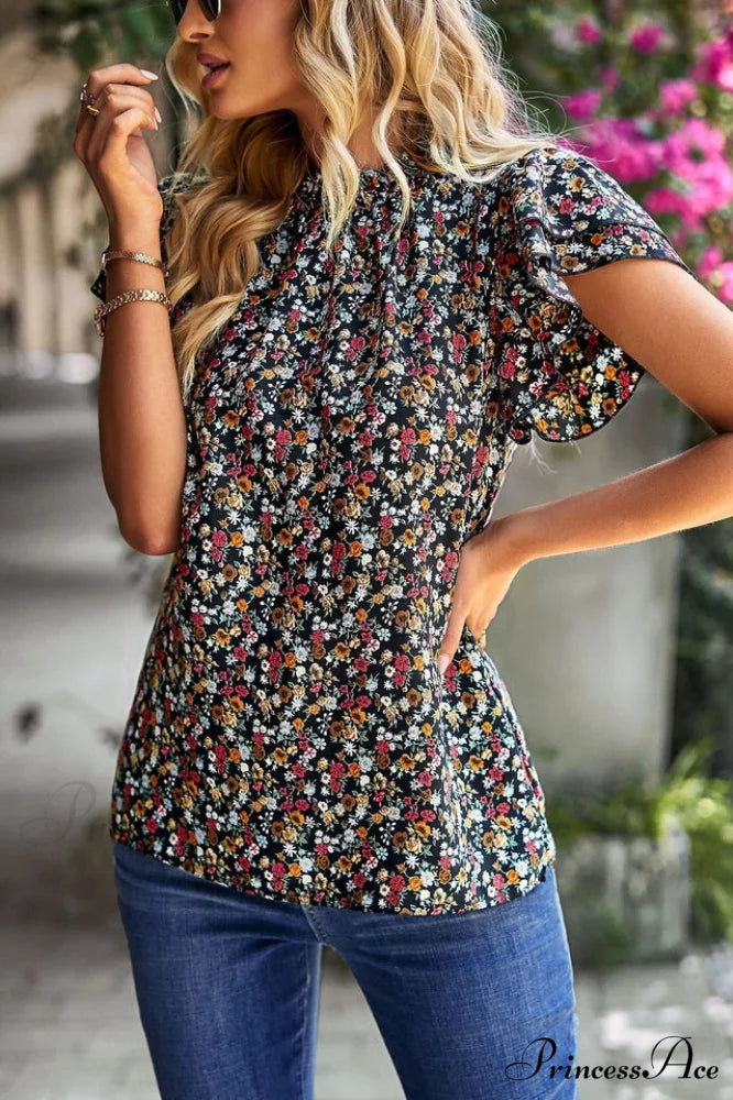 Floral Flutter Stylish Sleeve Top