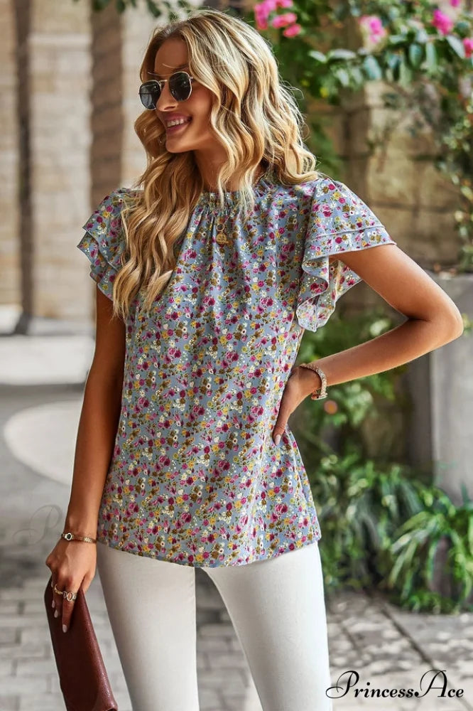 Floral Flutter Stylish Sleeve Top S / 3#