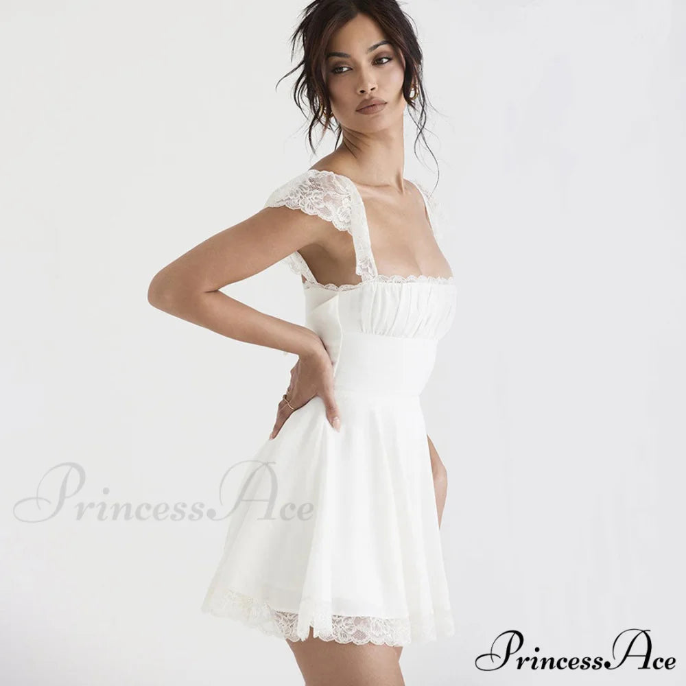 Floral Lace Panel Sleeveless Bodycon Classic Cocktail Midi Dress - Black L / White