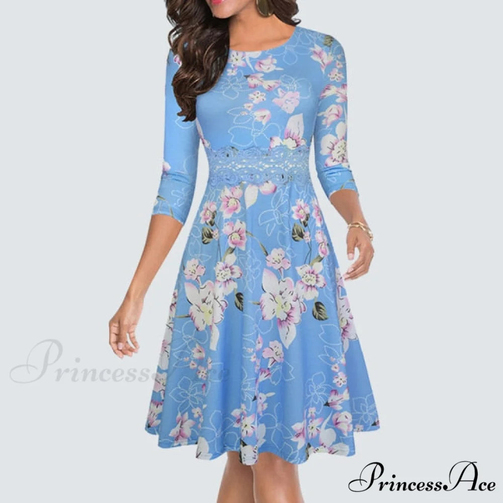Floral Lace Patchwork Sleeveless Tunic Party Swing Dress