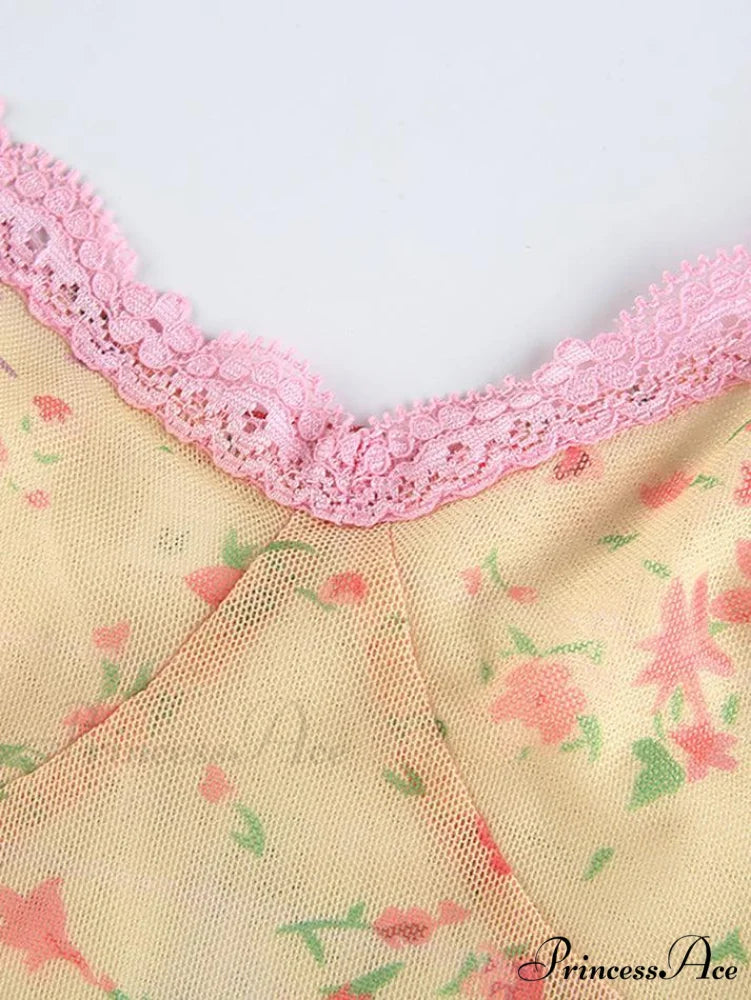 Floral Lace Sleeveless Trendy Mini Dress - White