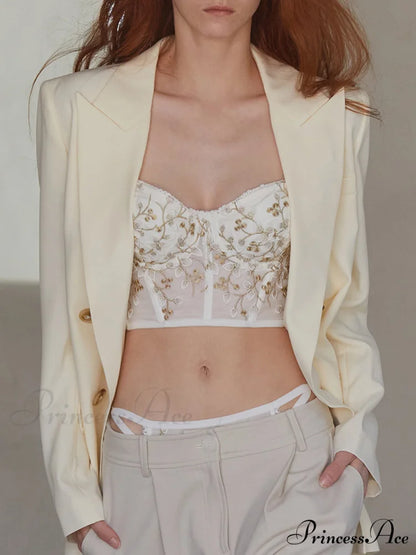 Floral Mesh Lace Trendy Crop Corset Top