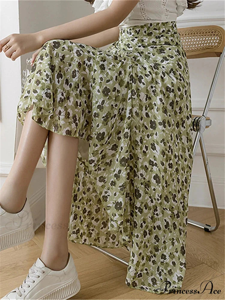 Floral Pattern A-Line Bohemian Retro Skirt Summer Spring skirt-250126