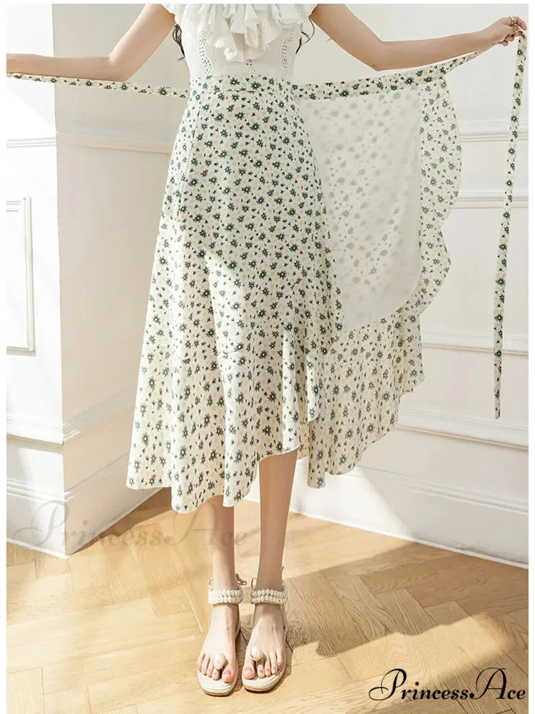 Floral Pattern A-Line Bohemian Retro Skirt Summer Spring skirt-250126