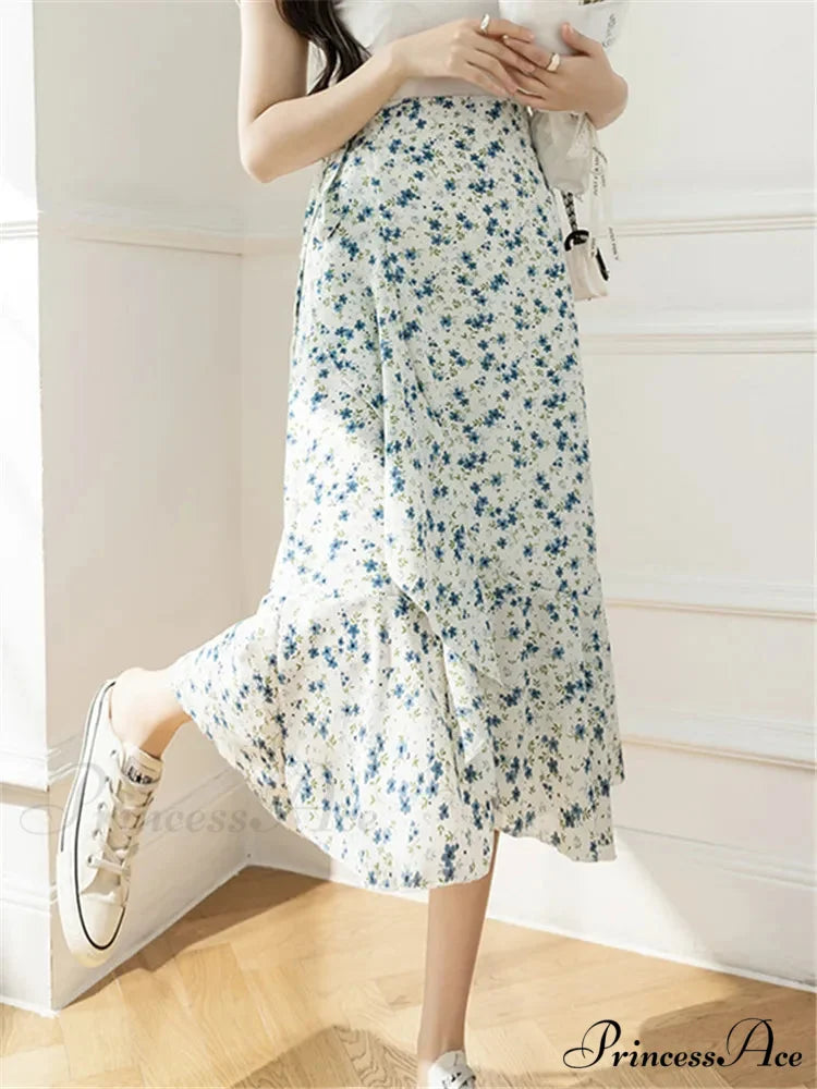 Floral Pattern A-Line Bohemian Retro Skirt Summer Spring skirt-250126