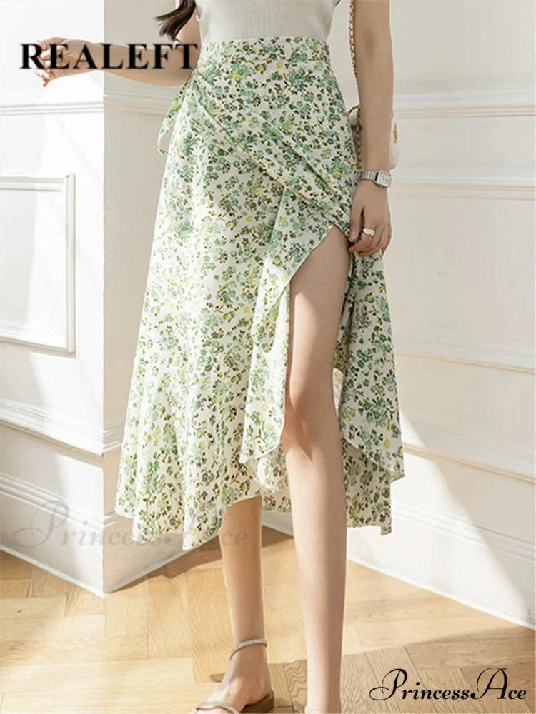 Floral Pattern A-Line Bohemian Retro Skirt Summer Spring skirt-250126