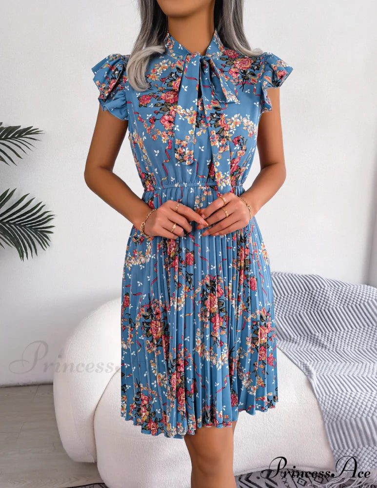 Floral Pleated Dress S / Pink