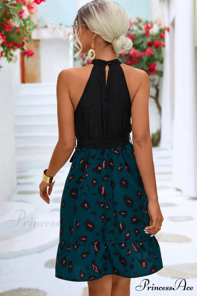 Floral Print Frill Trendy Sleeveless Casual Dress