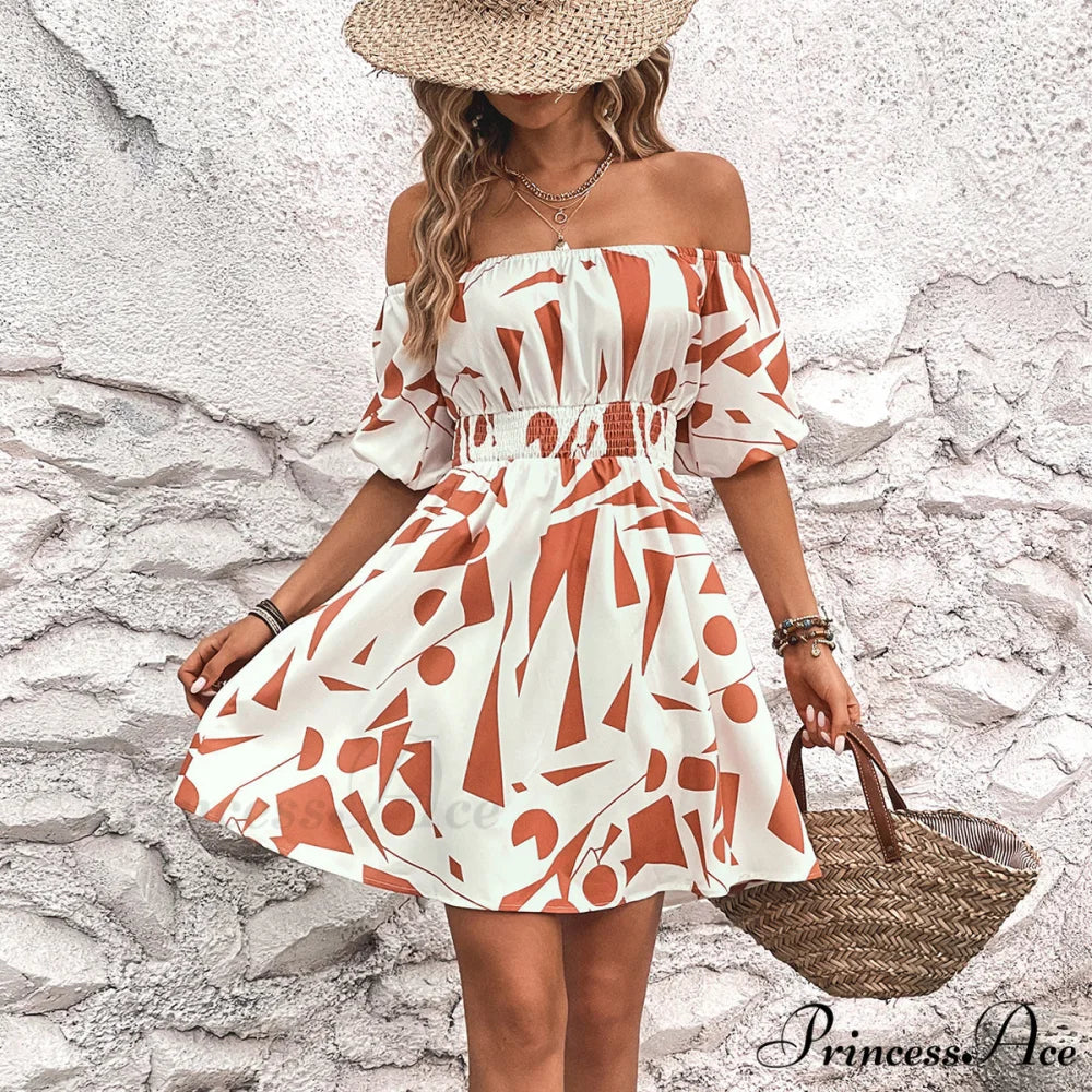 Floral Print Graceful Strapless Mini Dress S / LightSalmon