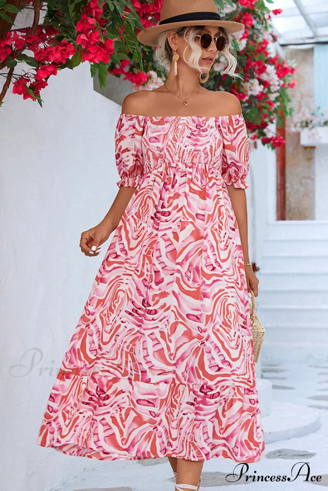 Floral Print Off Shoulder Modern Lace Up Mini Dress