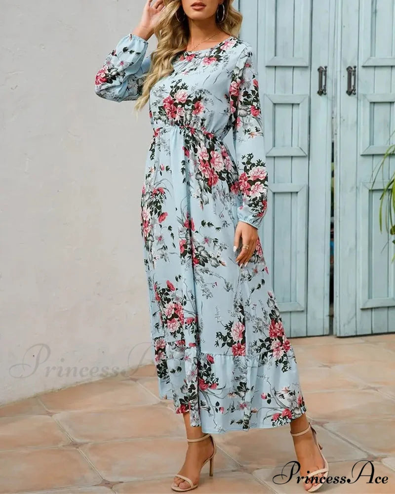 Floral Print Round Neck Dress