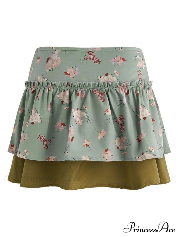 Floral Print Ruched Tie Front Split Sophisticated Trim Puff Sleeve Mini Sundress - Black