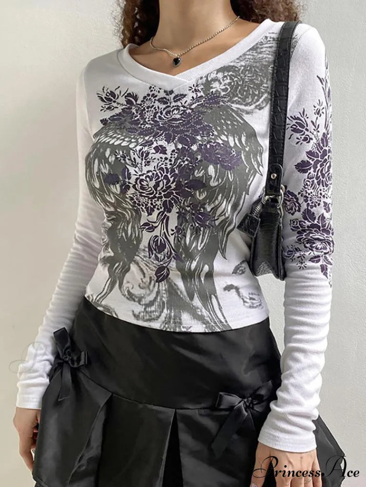 Floral Printed Graceful Ruffle Romper White / S