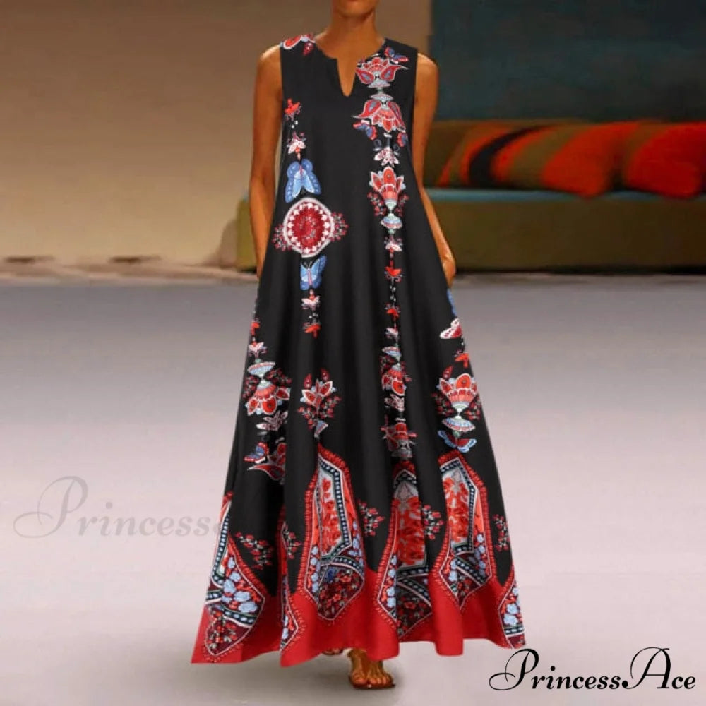 Floral Printed Maxi Long Dress