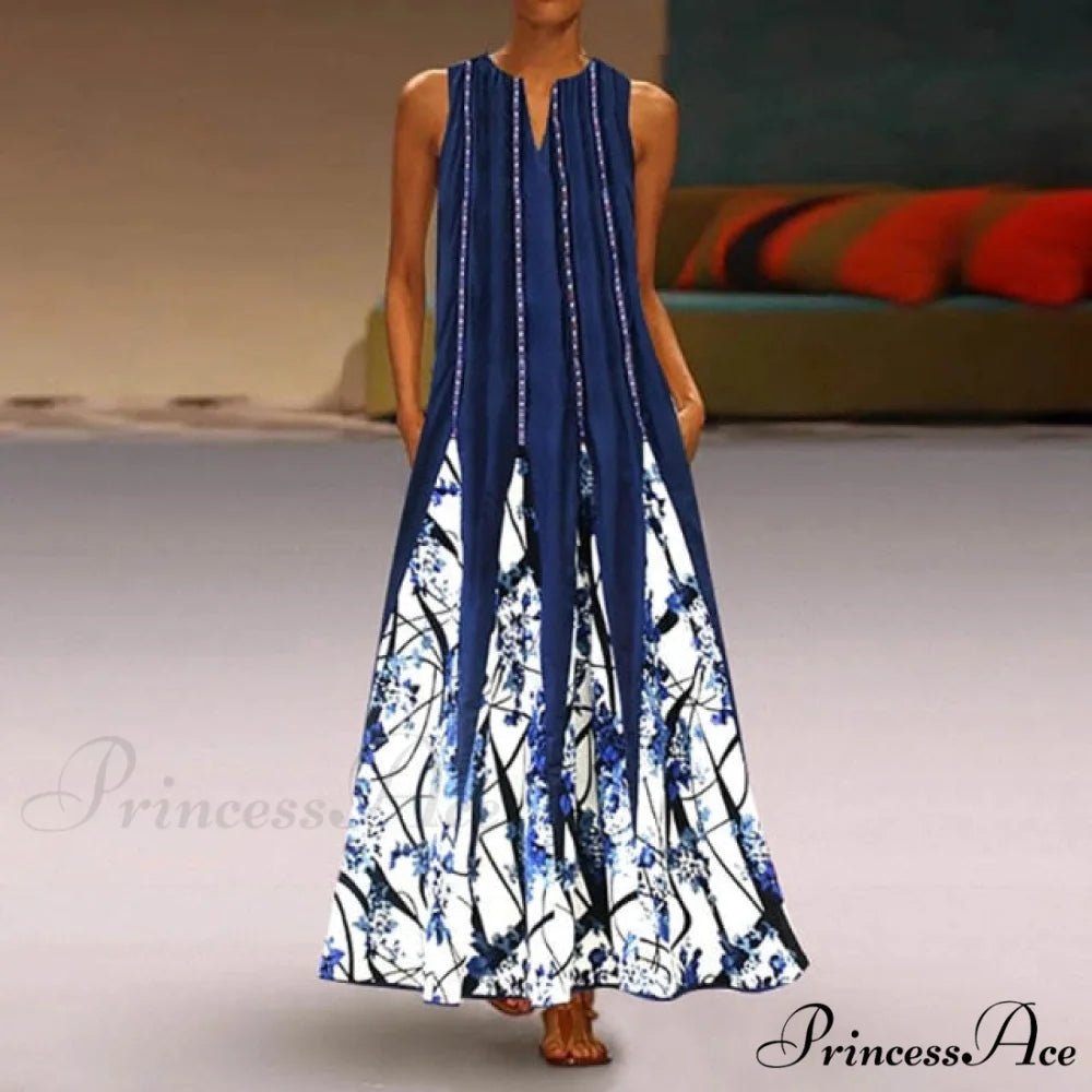 Floral Printed Maxi Long Dress white / S