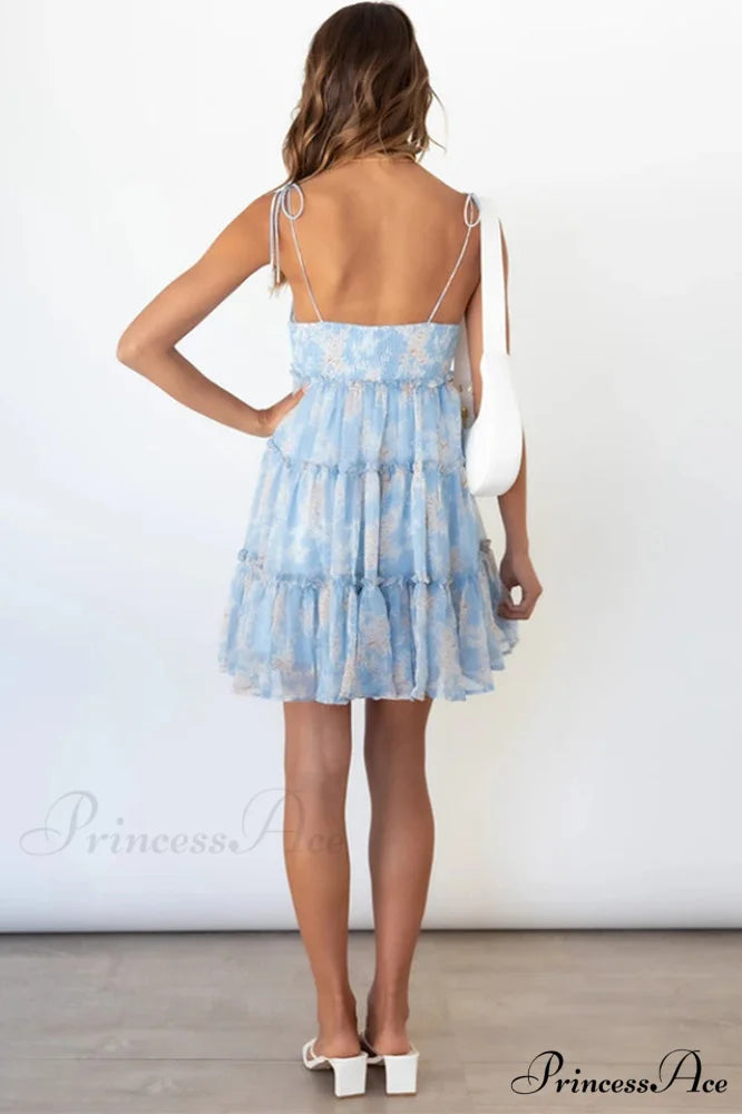 Floral Ruffled Stylish Mini Dress