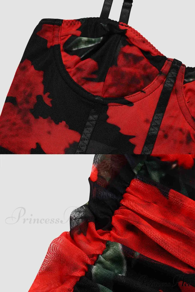 Floral Rushed Bodycon Cami Dress