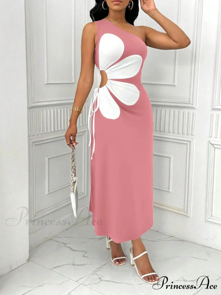 Floral Sleeveless Back Zipper Long Blossom Dress floraldress-250126