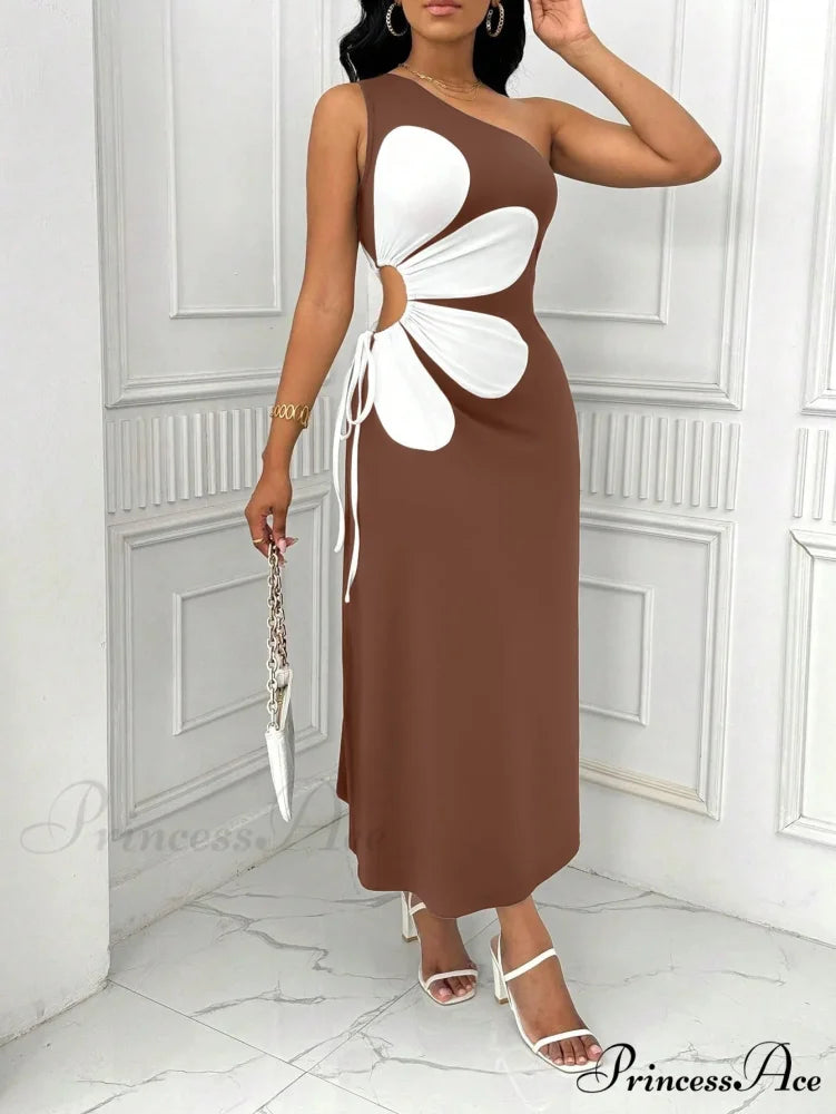 Floral Sleeveless Back Zipper Long Blossom Dress floraldress-250126