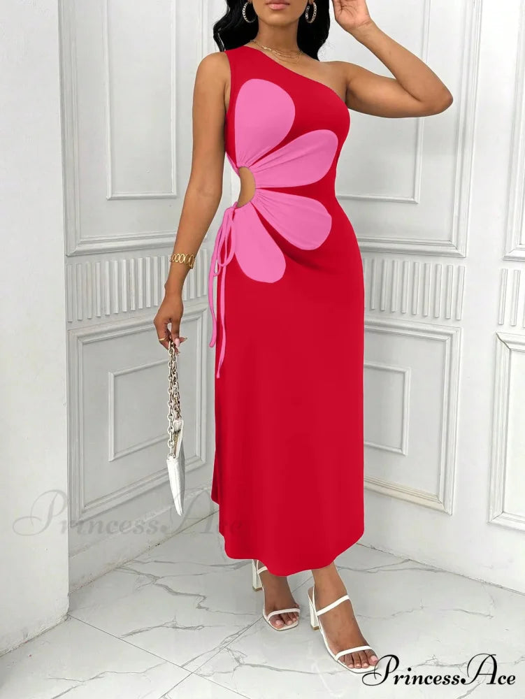 Floral Sleeveless Back Zipper Long Blossom Dress floraldress-250126