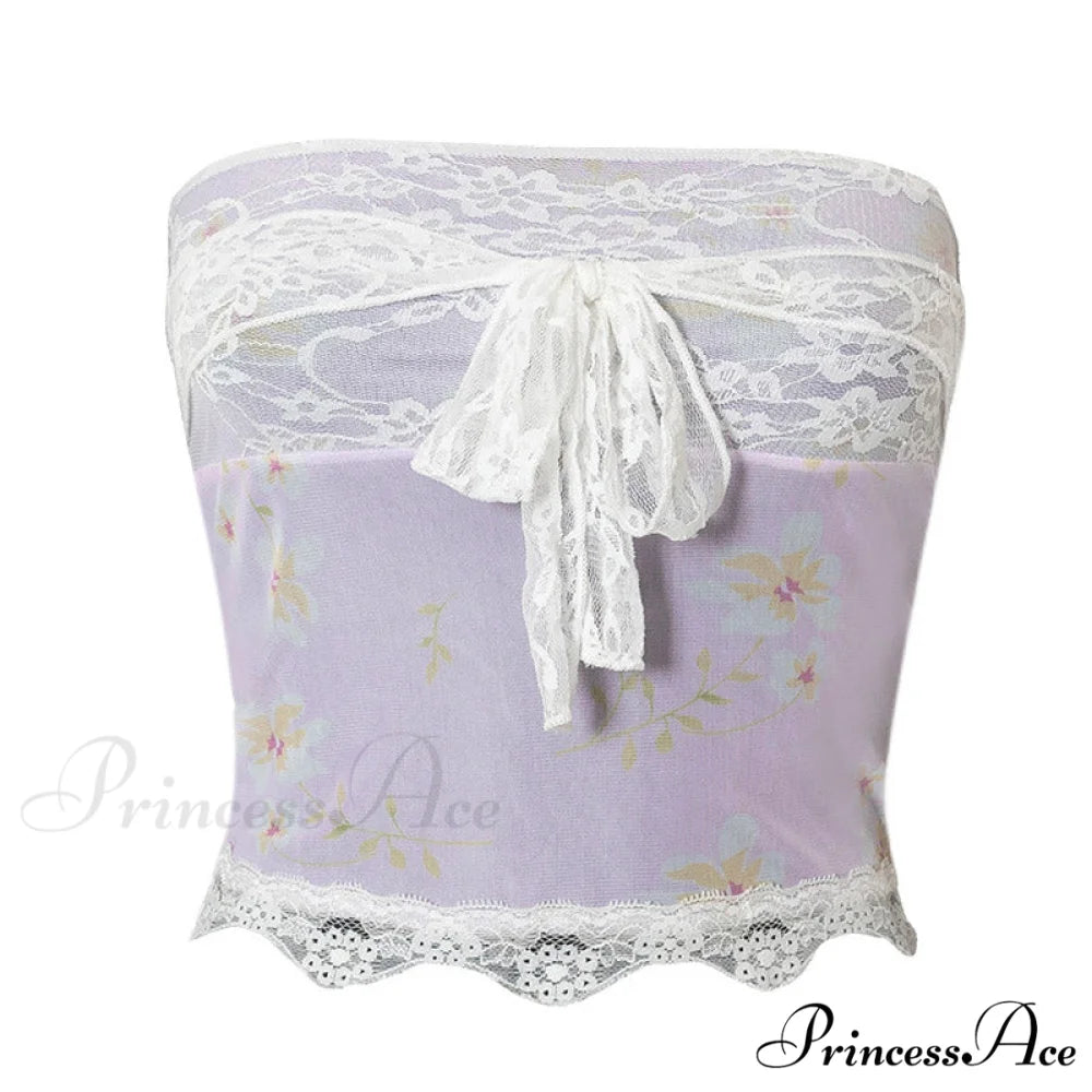 Floral Tie Dye Print Contrast Trim Sophisticated Ruffle Hem Slip Mini Dress - Green L / Lilac