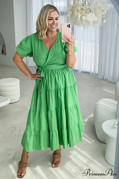 Floral Tiered Stylish Surplice Dress
